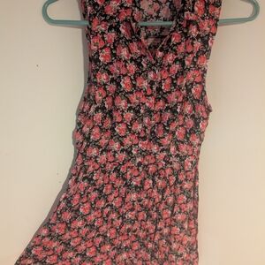 Timing Black and Pink Floral Button up Dress